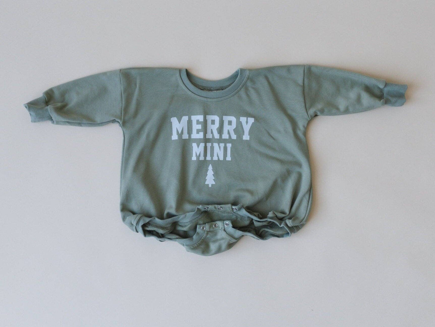 Merry Mini Oversized Sweatshirt Romper: 6-9 months / Dark Sage