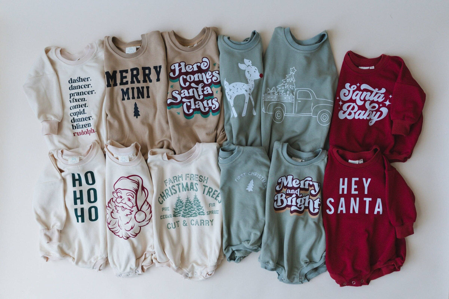 Merry Mini Oversized Sweatshirt Romper: 6-9 months / Dark Sage