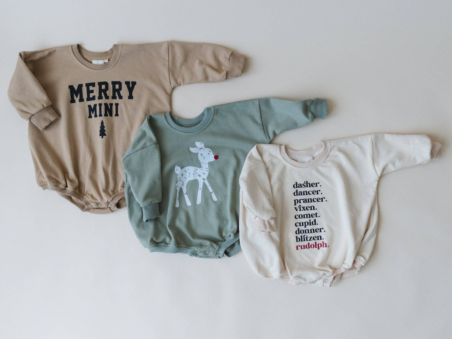 Merry Mini Oversized Sweatshirt Romper: 6-9 months / Dark Sage