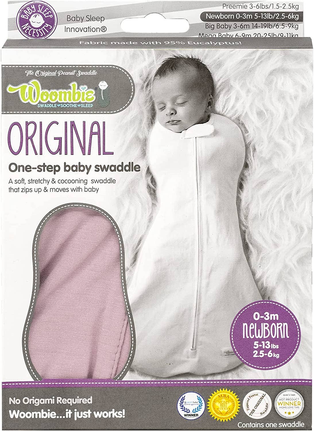 Woombie - The Tencel (Eucalyptus) Woombie Baby Swaddling Wrap: Dahlia Pink