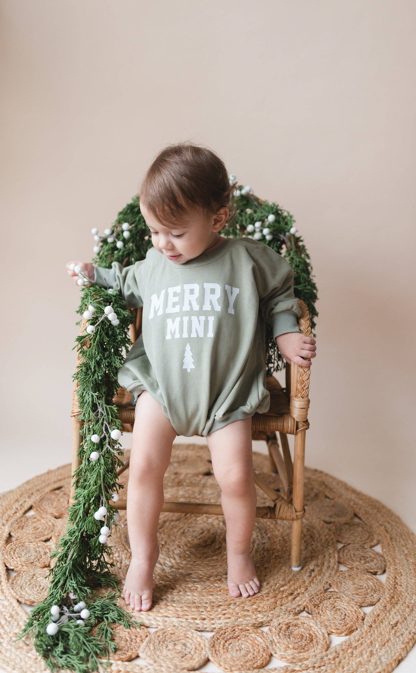 Merry Mini Oversized Sweatshirt Romper: 0-3 months / Dark Sage