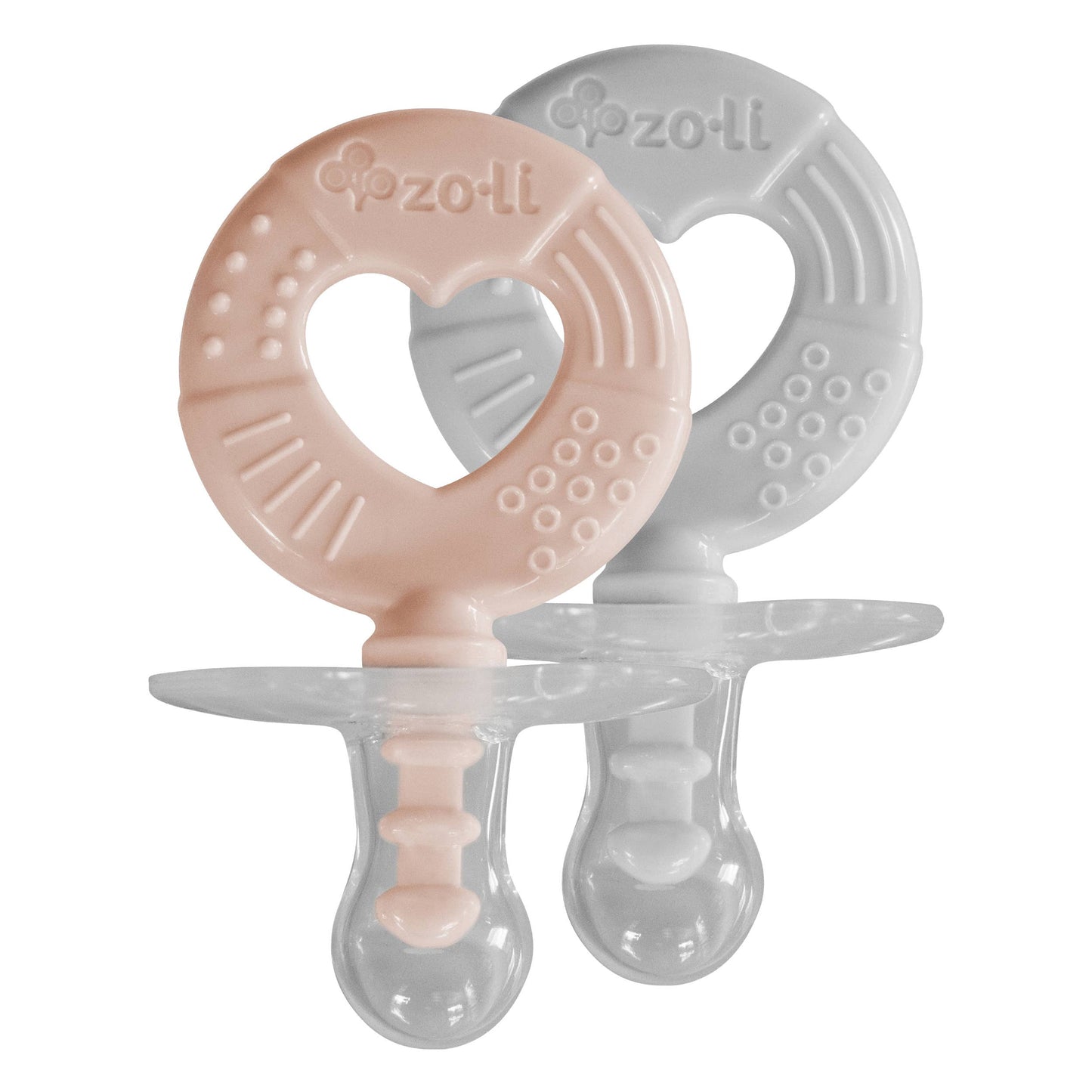 ZoLi - Binki T circle - pacifier + teether combo, blush/ash 2 pack