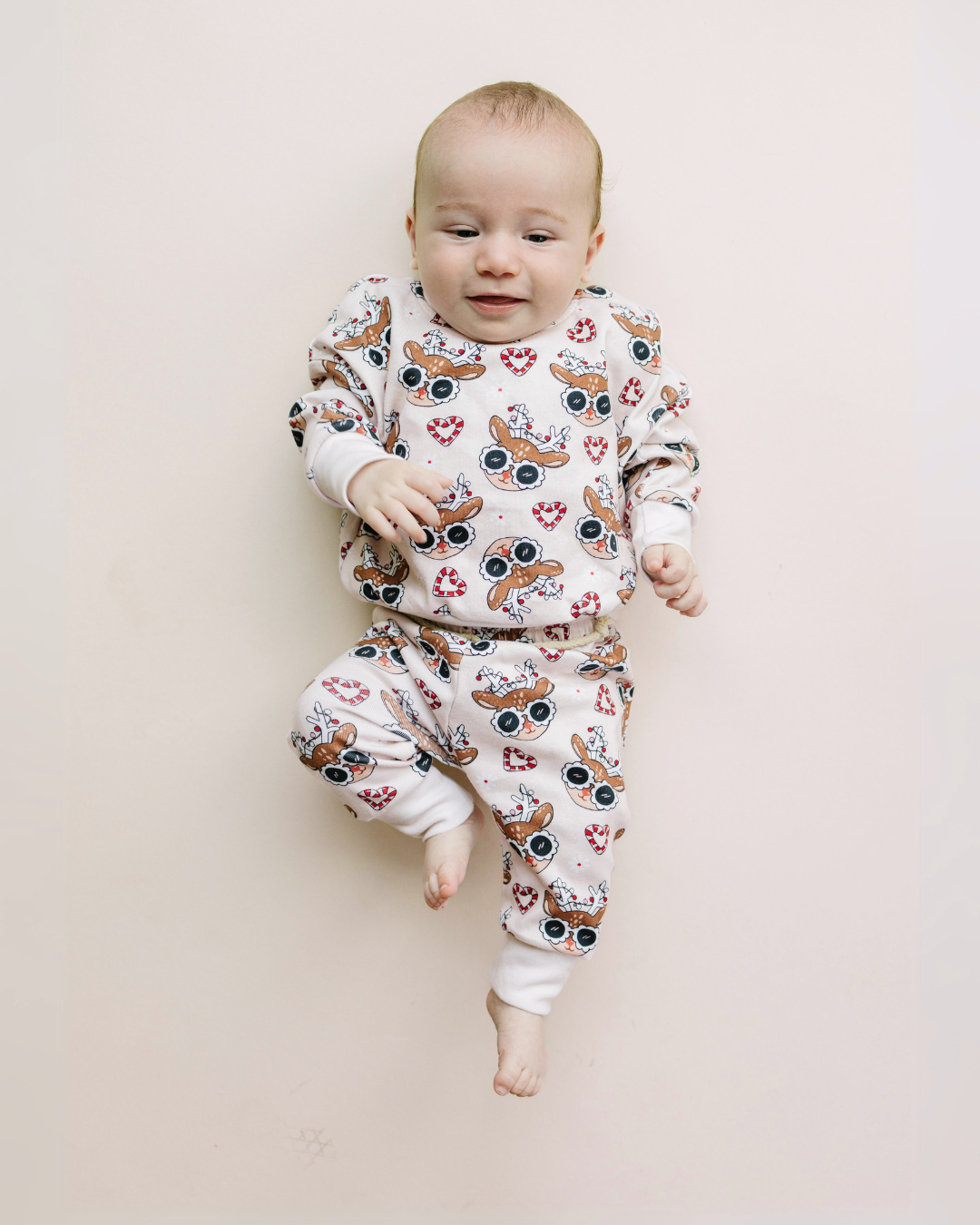 Lucky Panda Kids - Christmas Baby & Kids Clothing Jogger Set | Deer Holiday: 0-3M