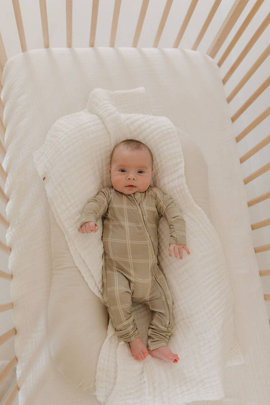 Forever French Baby - Bamboo Zip Pajamas | Linen Grid: 3-6 Months