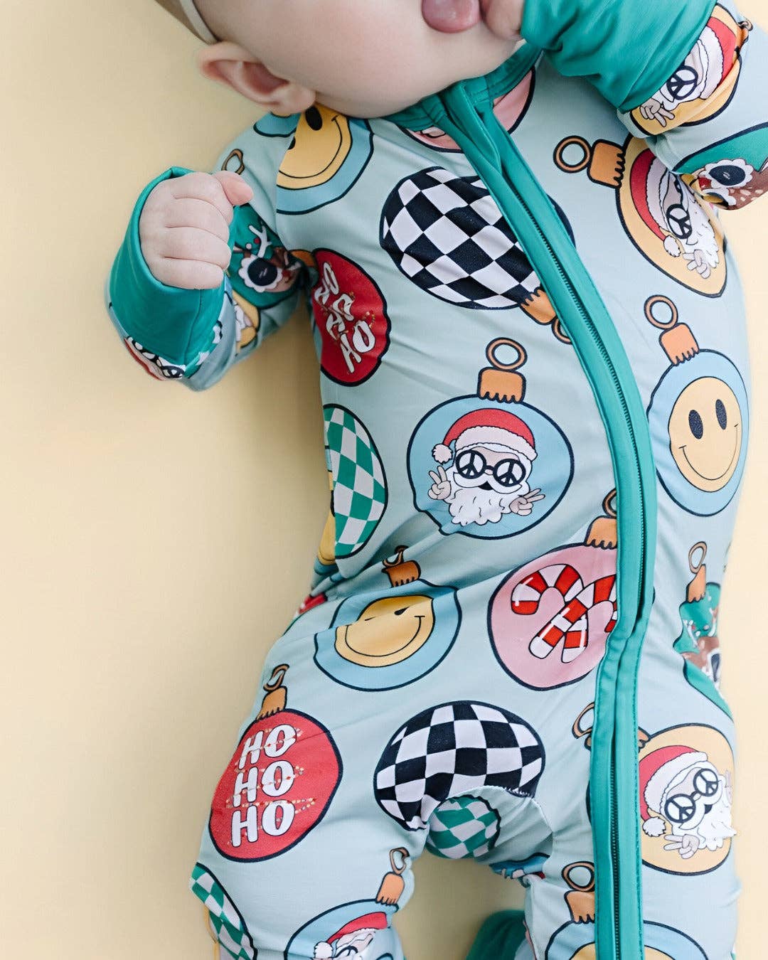 Lucky Panda Kids - Bamboo Baby Clothing Zip Romper | Christmas Ornaments: 3-6M