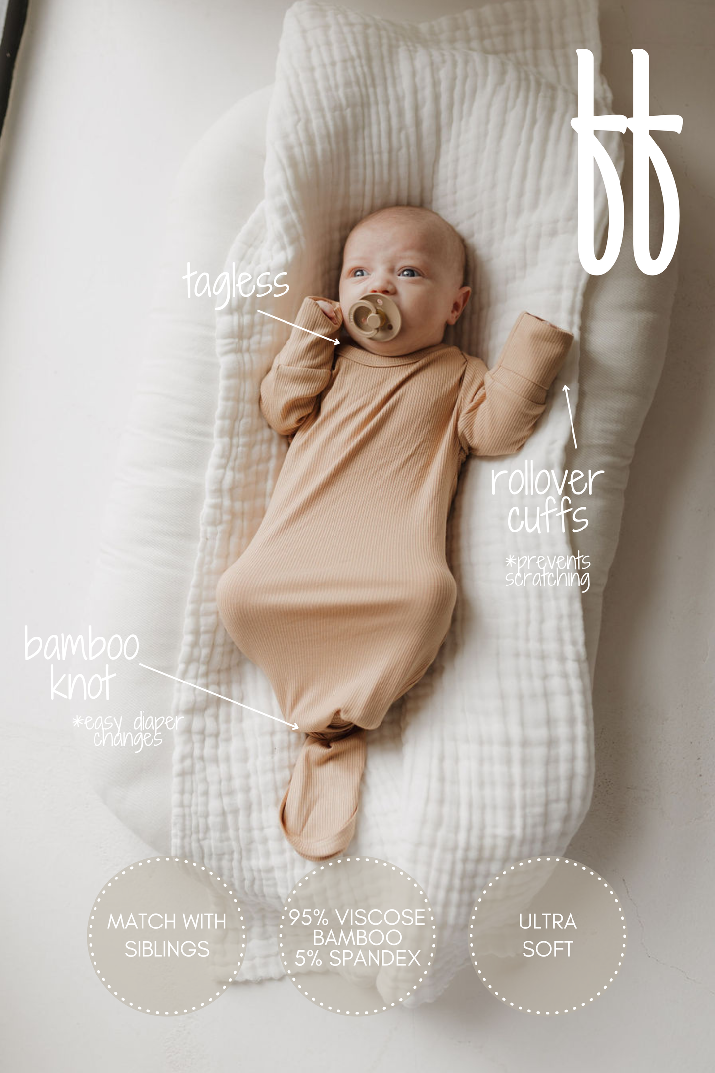 Forever French Baby - Bamboo Knotted Gown | Tawny