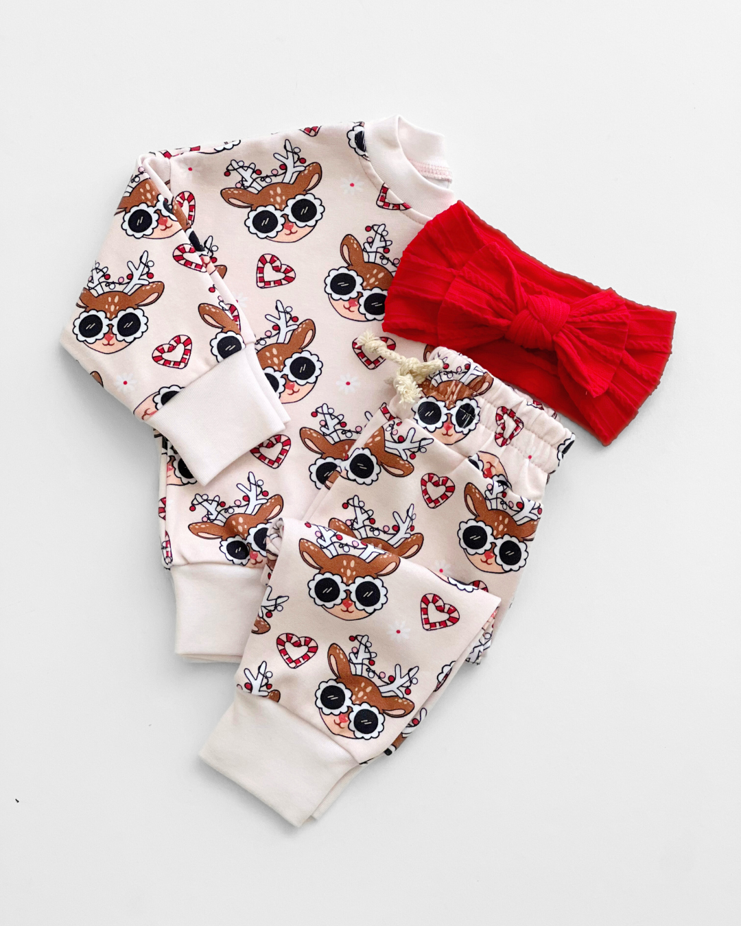 Lucky Panda Kids - Christmas Baby & Kids Clothing Jogger Set | Deer Holiday: 0-3M
