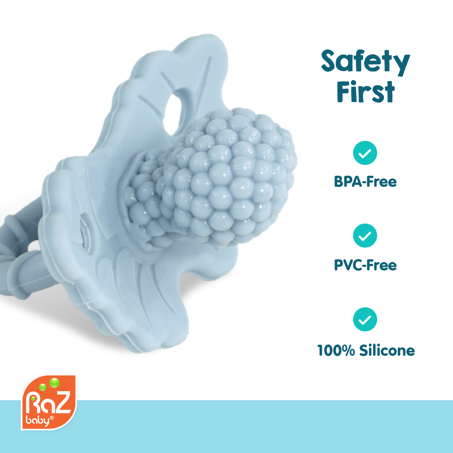RaZbaby - RaZberry Silicone Teether 2PK - Dark Blue & Powder Blue
