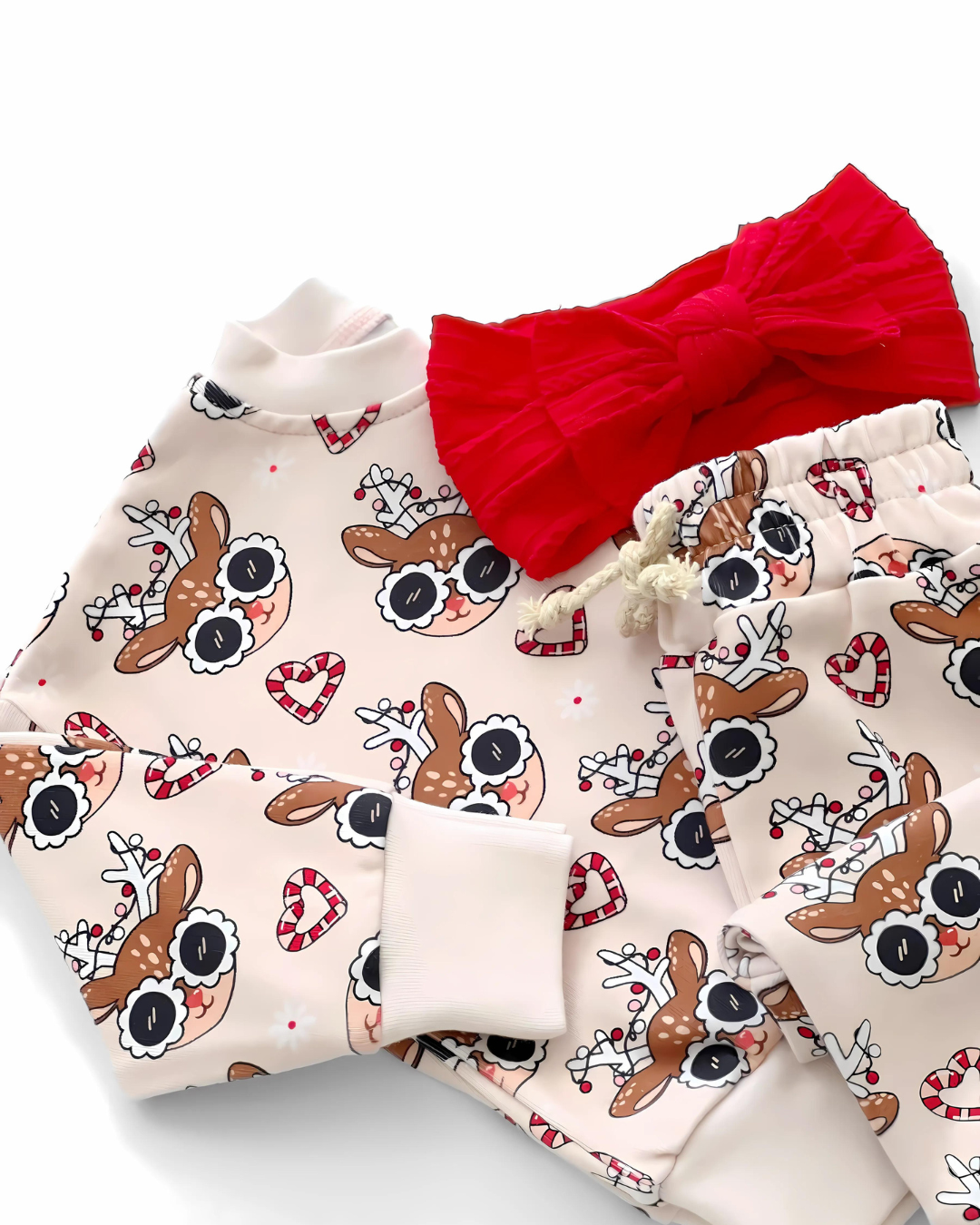 Lucky Panda Kids - Christmas Baby & Kids Clothing Jogger Set | Deer Holiday: 0-3M