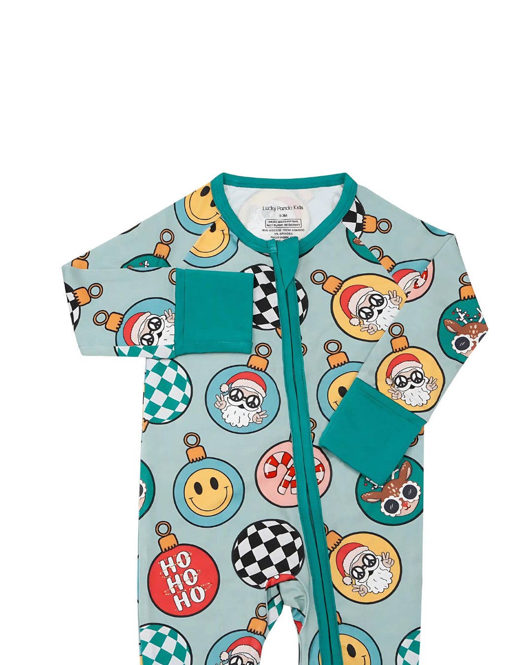 Lucky Panda Kids - Bamboo Baby Clothing Zip Romper | Christmas Ornaments: 3-6M