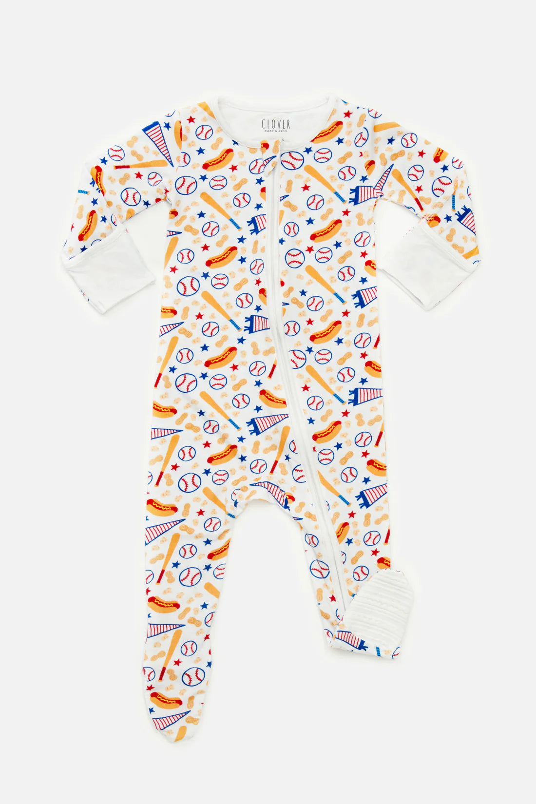 Clover Baby Baseball Footie Zipper