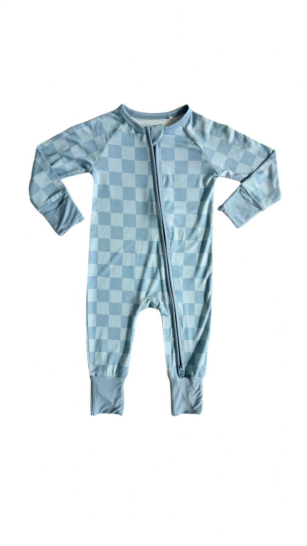 In My Jammers x Karrie Locher Blue Checkered Zipper Romper