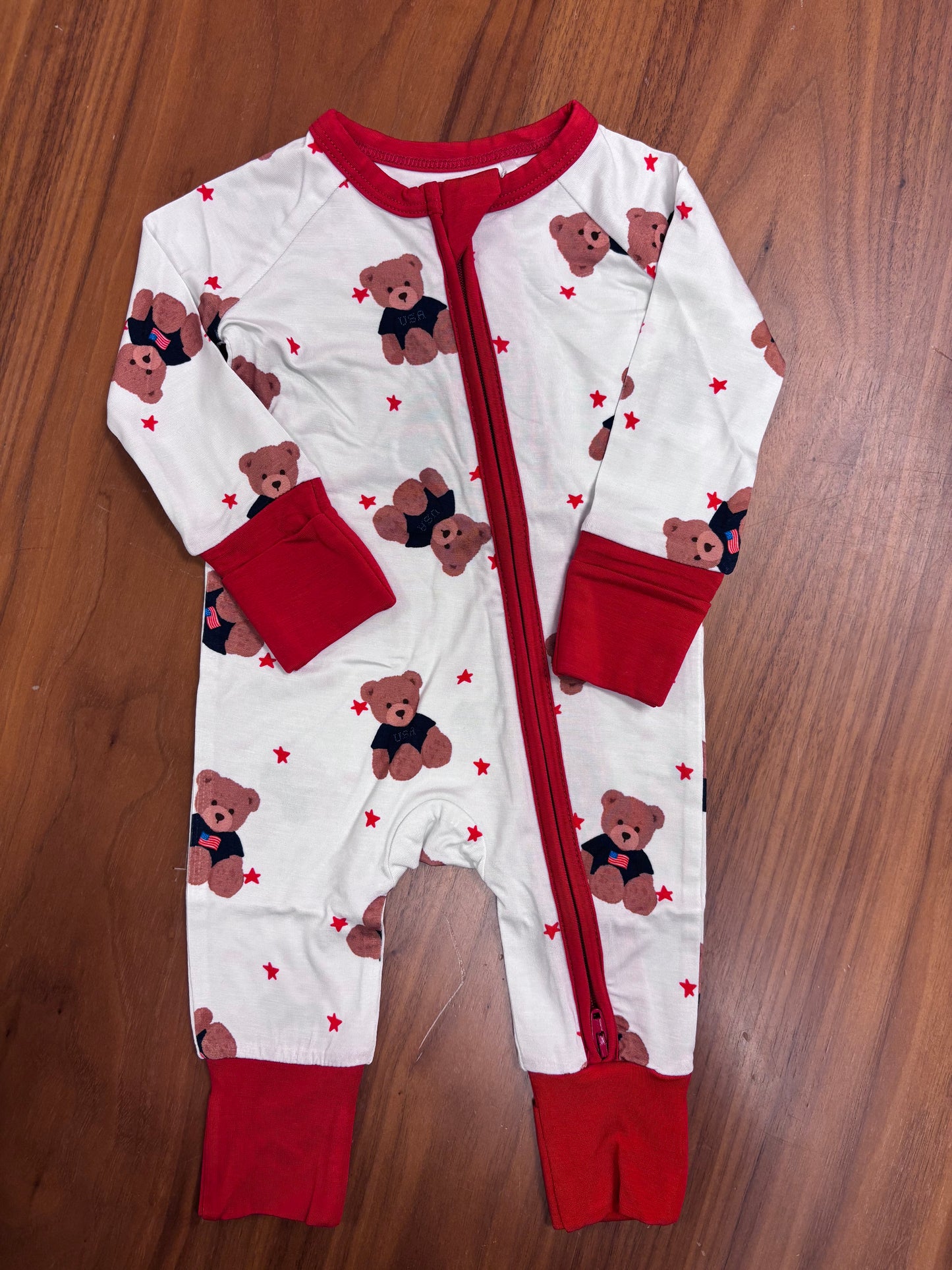 In My Jammers Star Spangled Teddy Romper