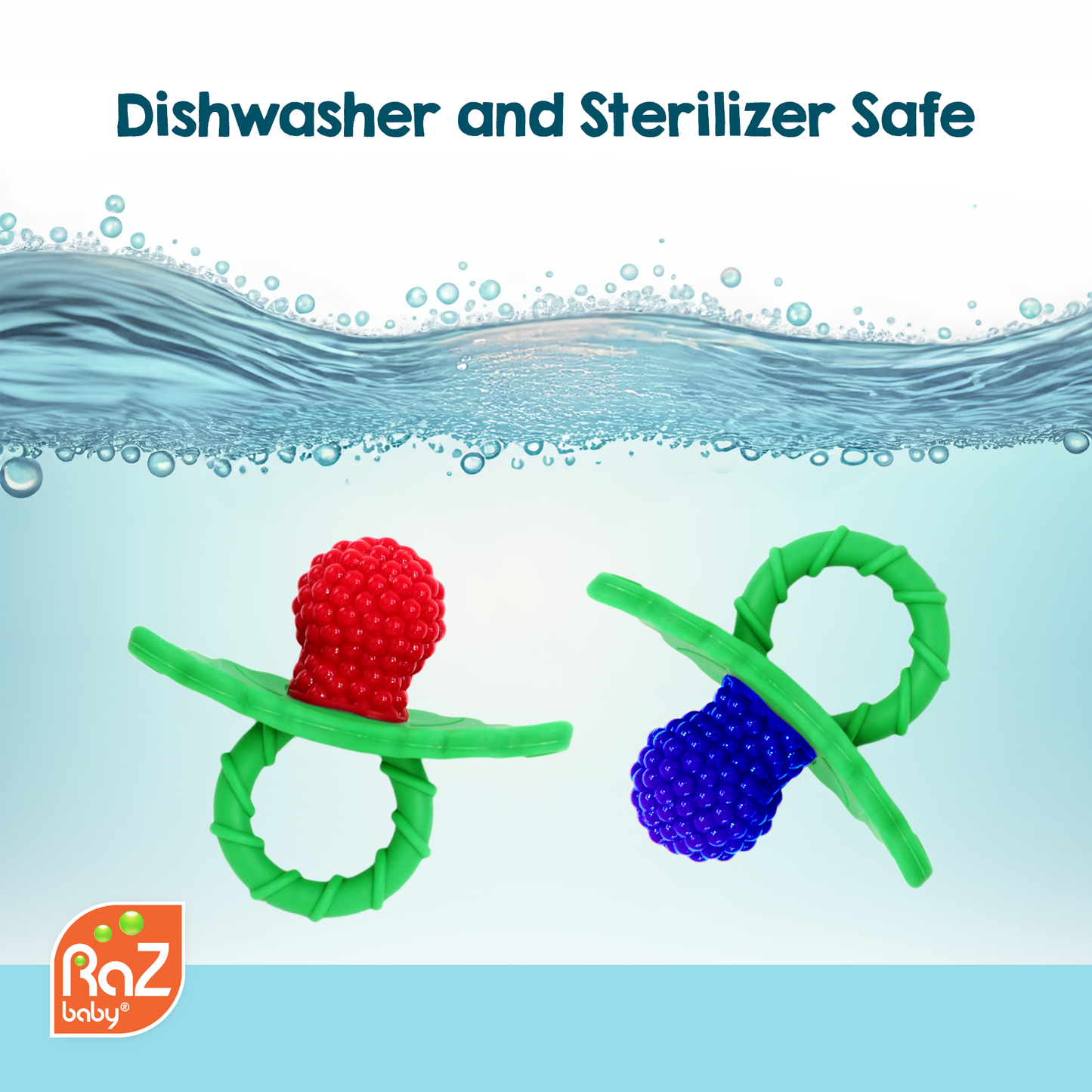 RaZbaby - RaZberry Silicone Teether 2PK - Dark Blue & Powder Blue