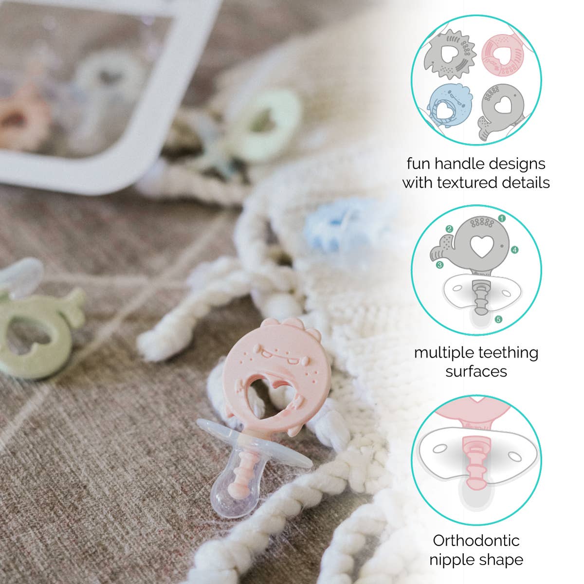 ZoLi - Binki T mist + ash starter kit - pacifier + teether combo