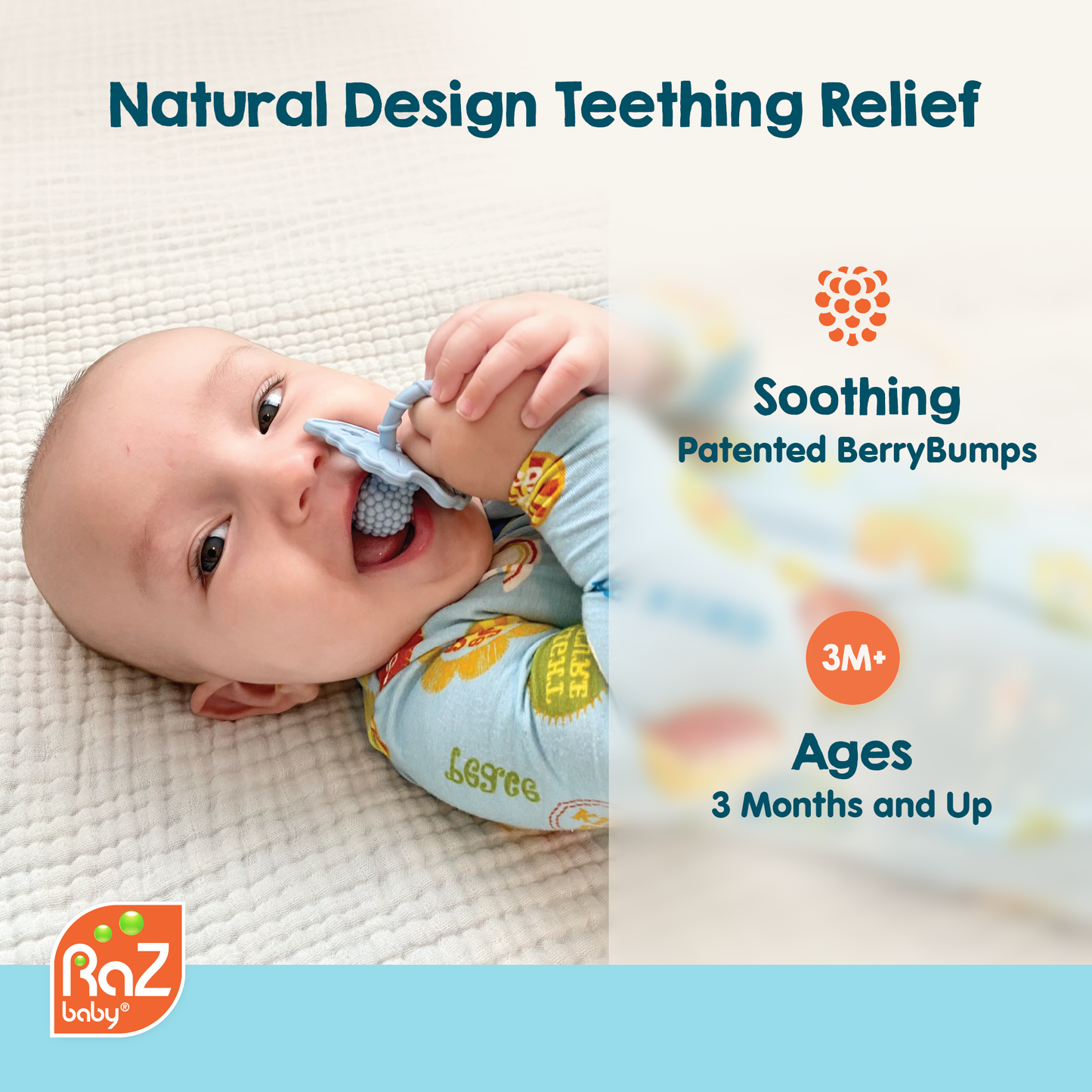 RaZbaby - RaZberry Silicone Teether 2PK - Dark Blue & Powder Blue