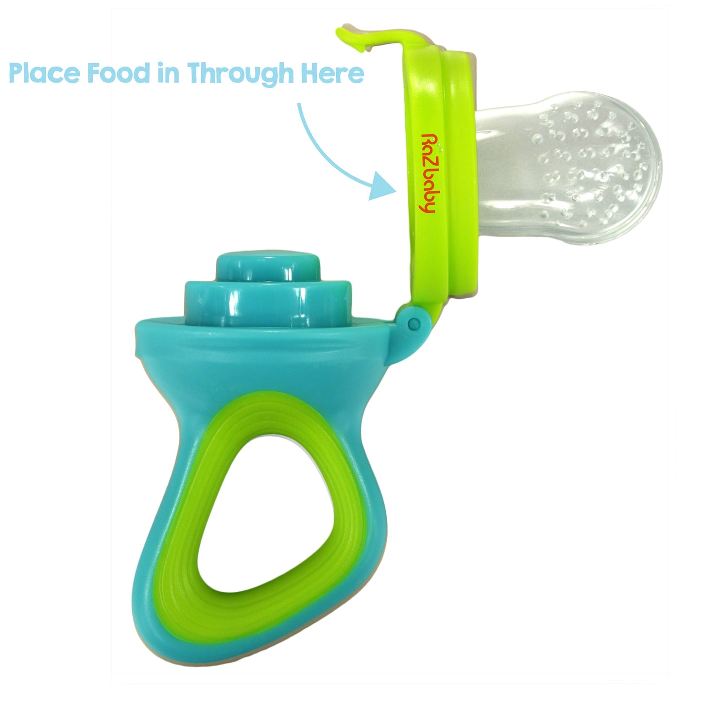 RaZbaby - RaZ Fruit Feeder & Teether - Green & Blue