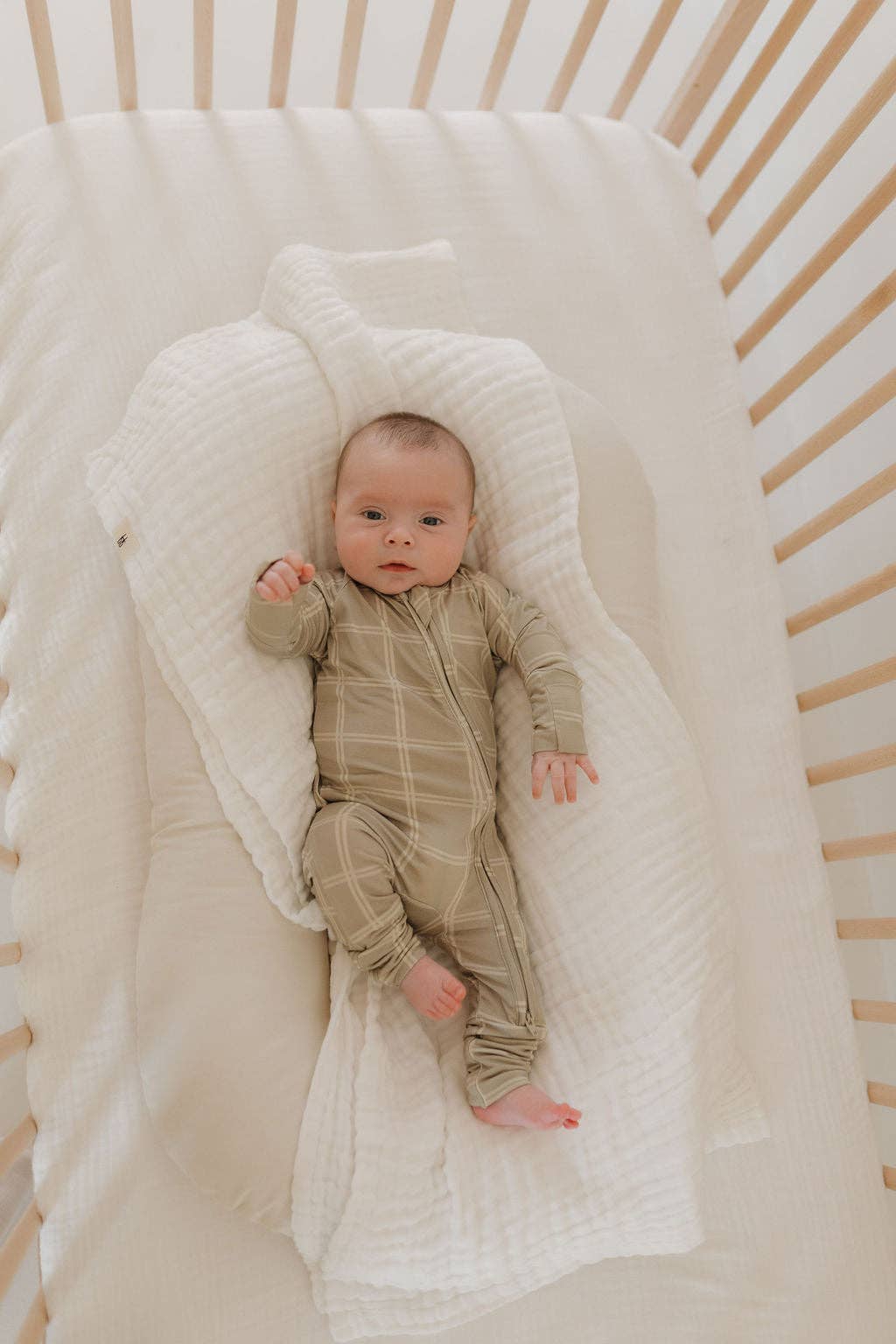 Forever French Baby - Bamboo Zip Pajamas | Linen Grid: 3-6 Months