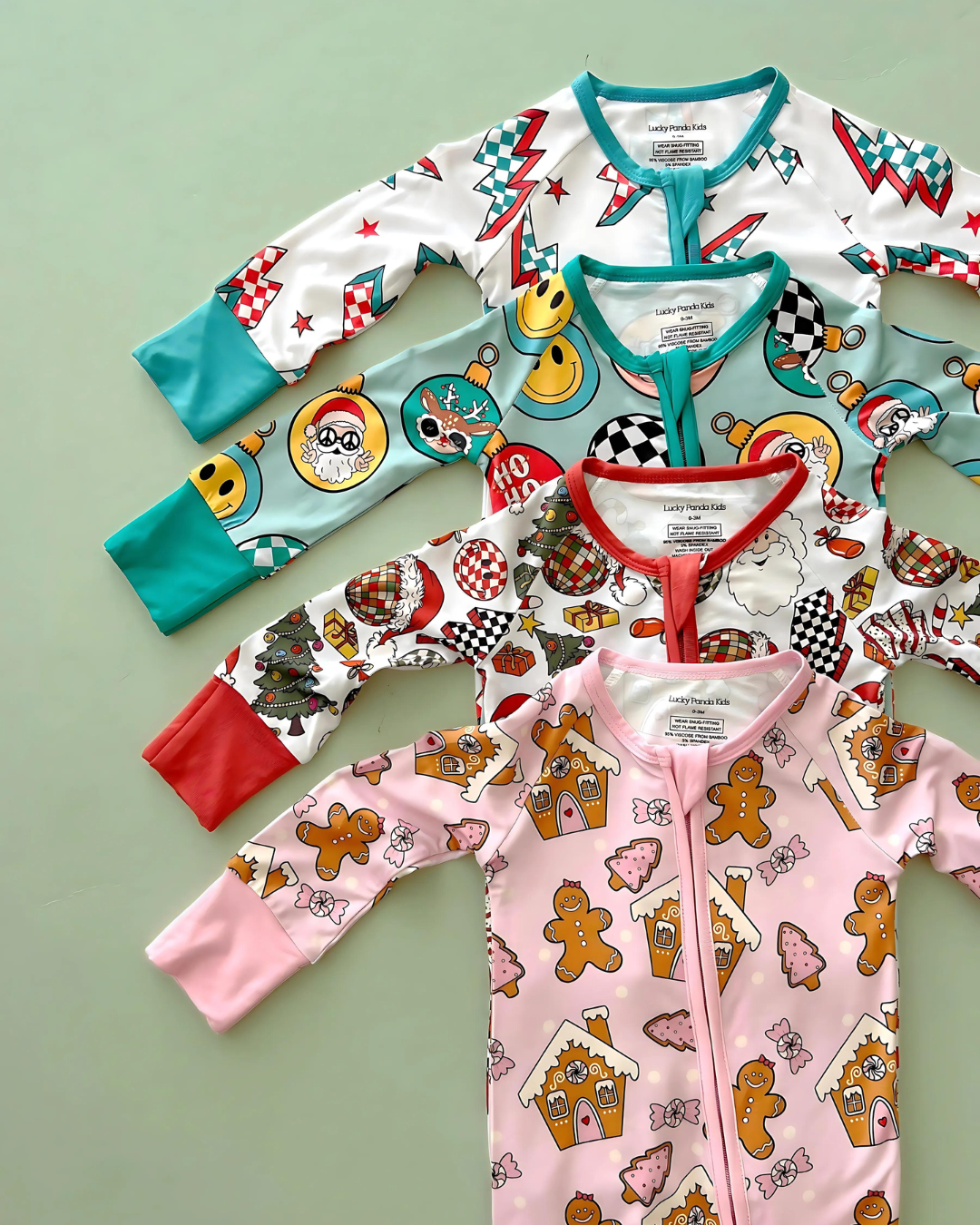 Lucky Panda Kids - Bamboo Baby Clothing Zip Romper | Christmas Ornaments: 3-6M