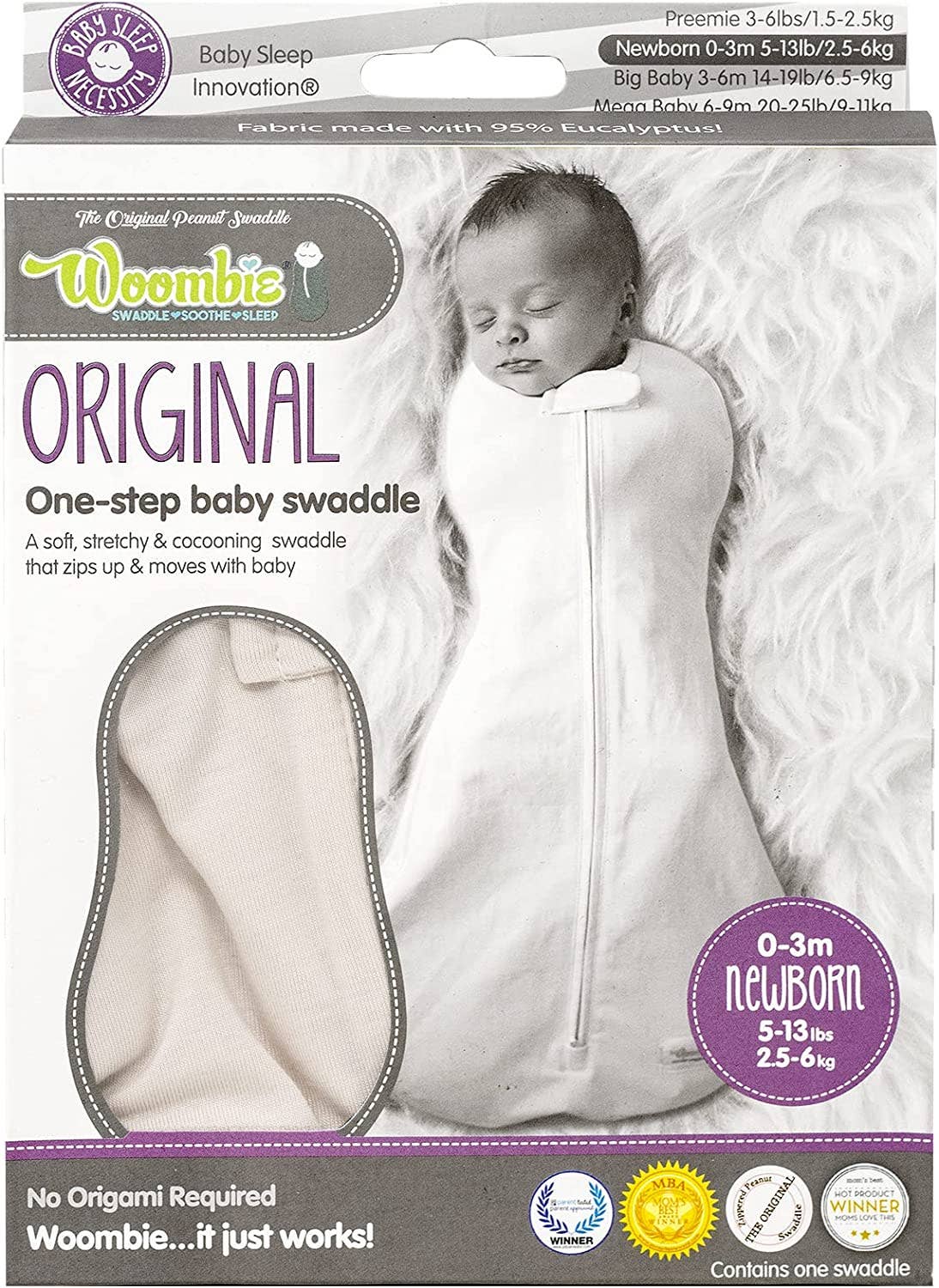 Woombie - The Tencel (Eucalyptus) Woombie Baby Swaddling Wrap: Celestial Blue