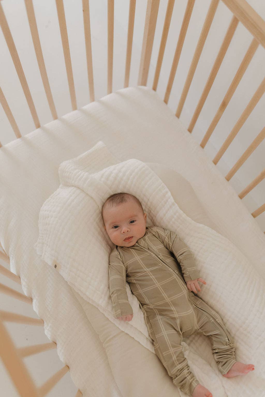 Forever French Baby - Bamboo Zip Pajamas | Linen Grid: 3-6 Months