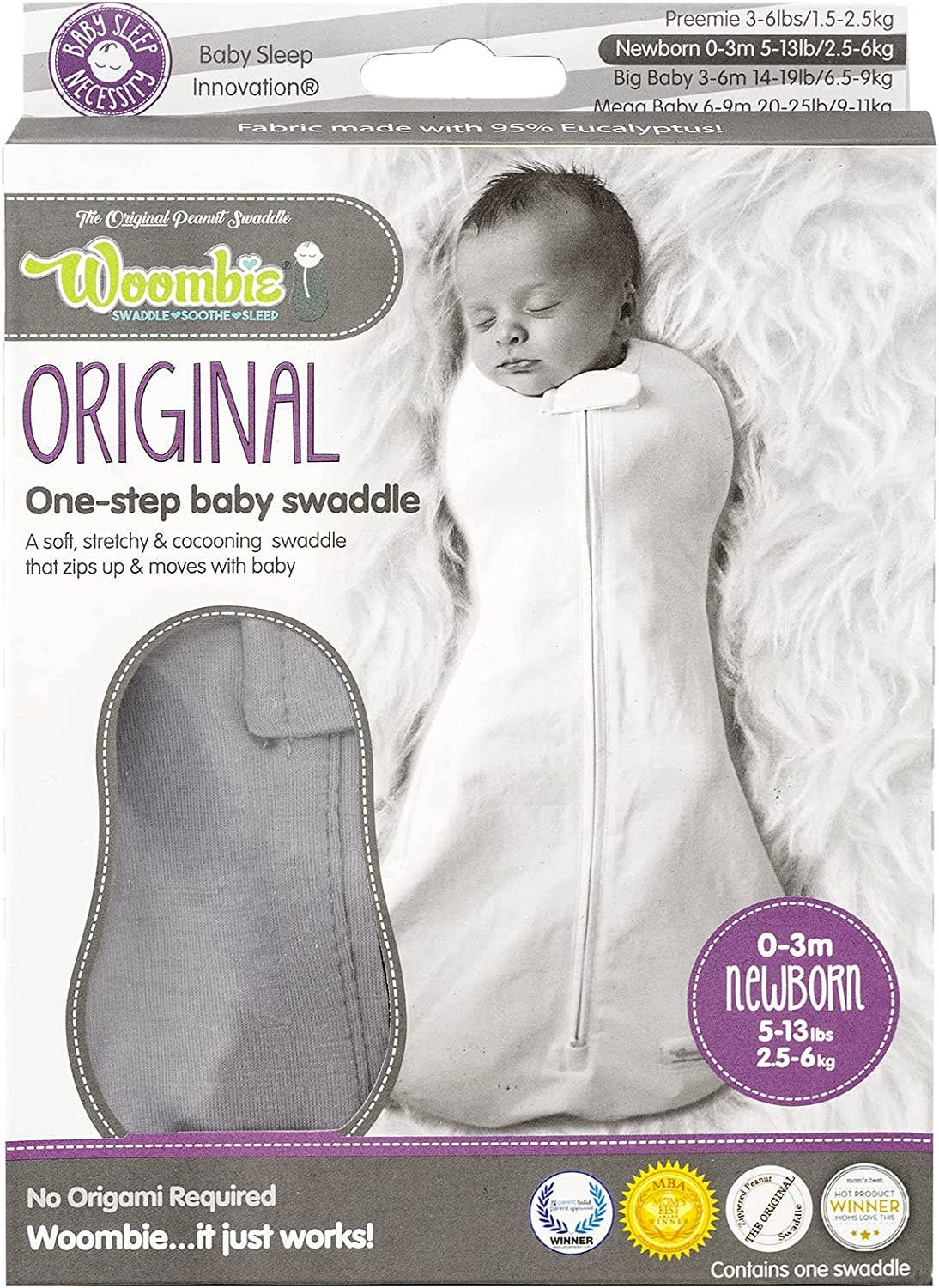 Woombie - The Tencel (Eucalyptus) Woombie Baby Swaddling Wrap: Celestial Blue