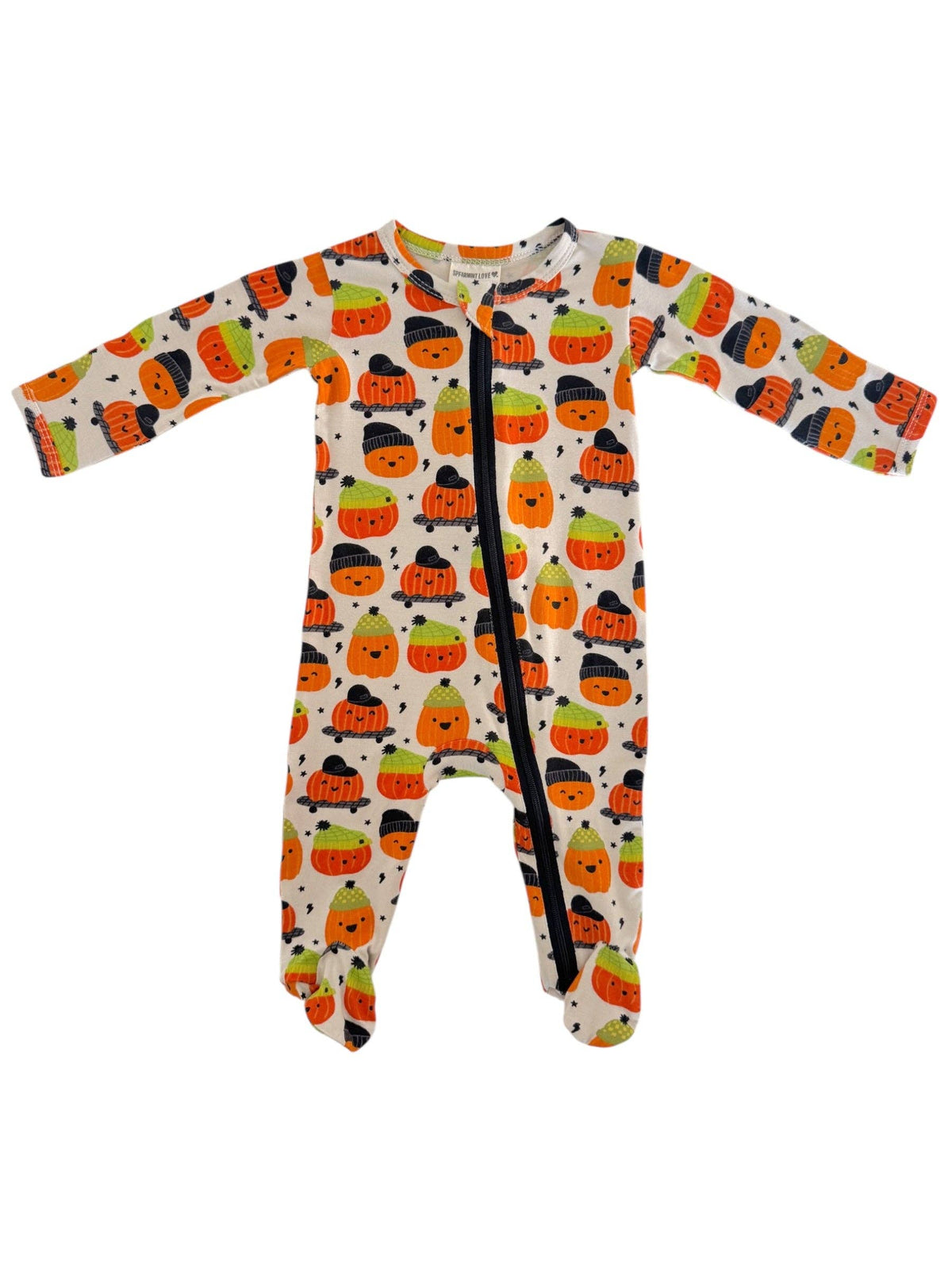 SpearmintLOVE - 2-Way Zip Footie, Pumpkin Buds: 3 - 6 mo.