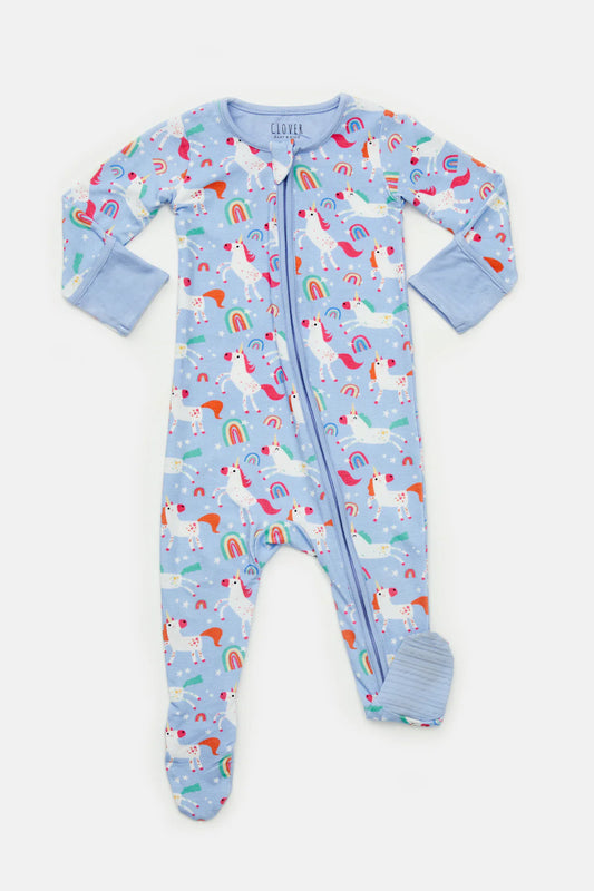 Clover Baby Unicorn Footie Zipper