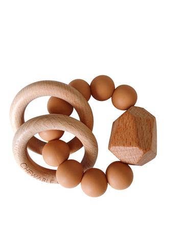 Chewable Charm - Hayes Silicone + Wood Teether Ring - Terra Cotta