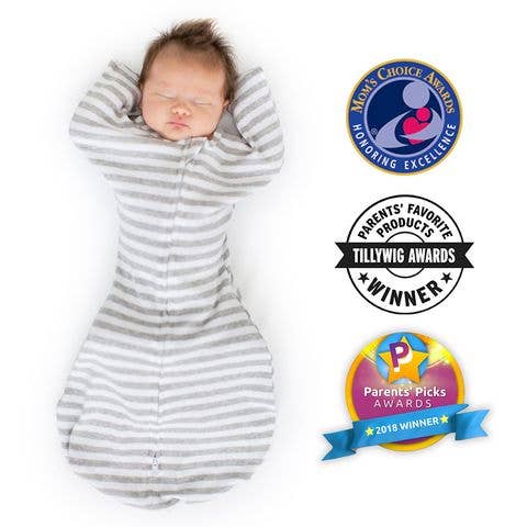 SwaddleDesigns - Transitional Swaddle Sack with Arms Up Half-Length Sleeves Stripes - Medium
