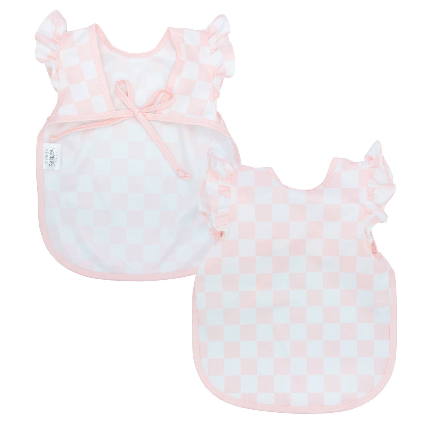 BapronBaby - Pretty Pink Checkerboard Flutter Bapron: Toddler (6m-3T)