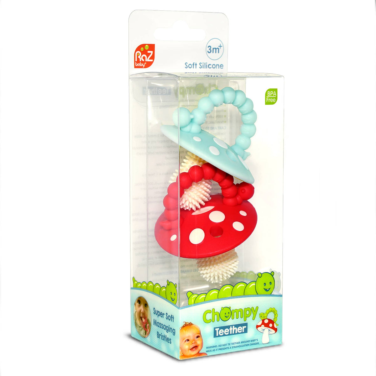 RaZbaby - Chompy Mushroom Teether - 2PK: Red/Green