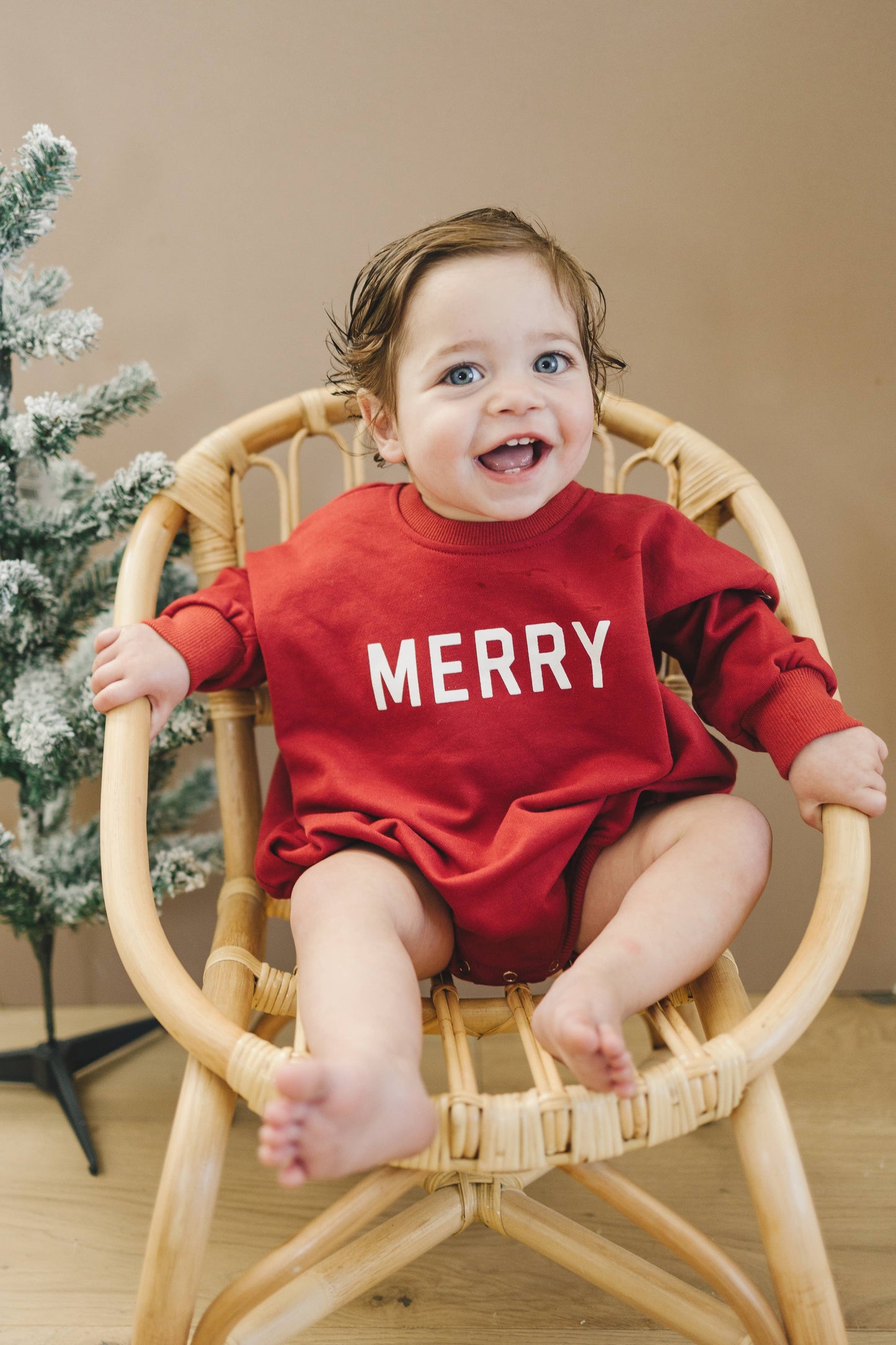 Merry Graphic Oversized Sweatshirt Romper: 0-3 months