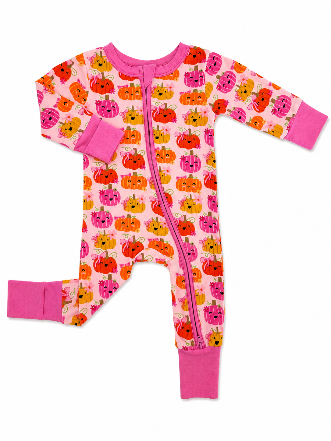 SpearmintLOVE - 2-Way Convertible Zip Romper, Pumpkin Girlies: 6 - 12 mo.