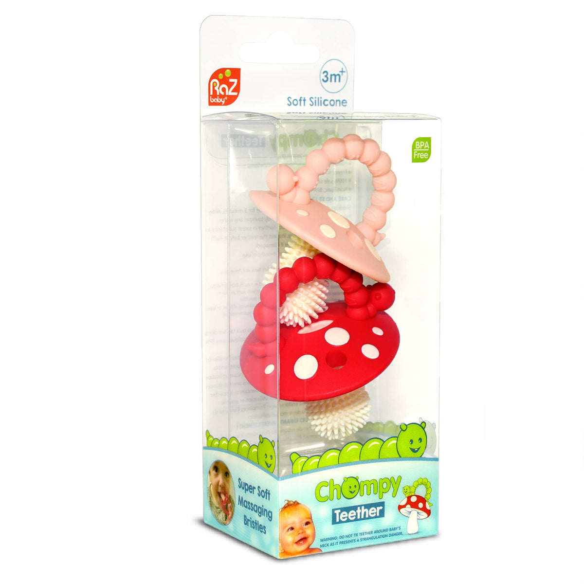 RaZbaby - Chompy Mushroom Teether - 2PK: Red/Green