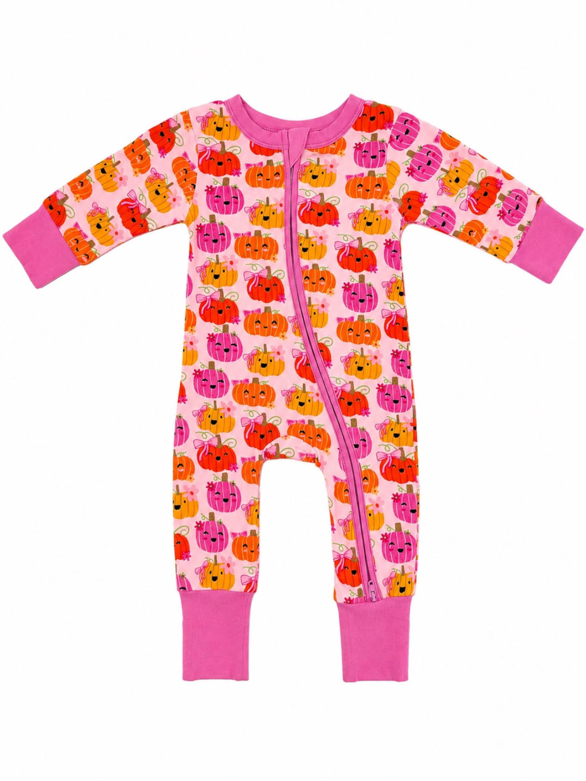 SpearmintLOVE - 2-Way Convertible Zip Romper, Pumpkin Girlies: 6 - 12 mo.