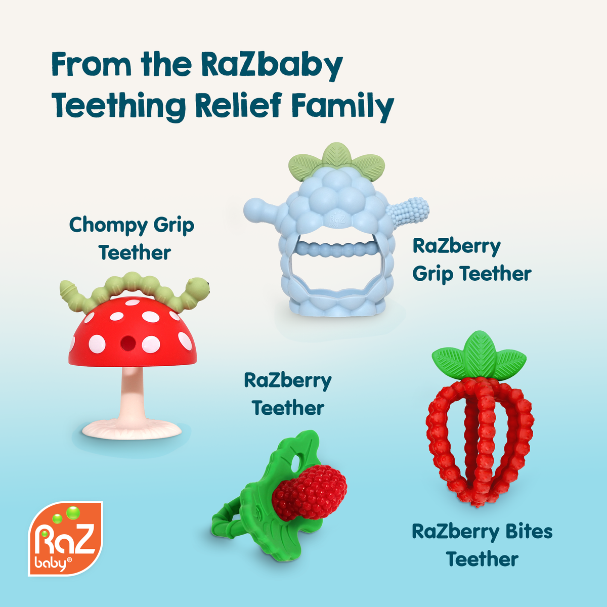RaZbaby - Chompy Mushroom Teether - 2PK: Red/Green