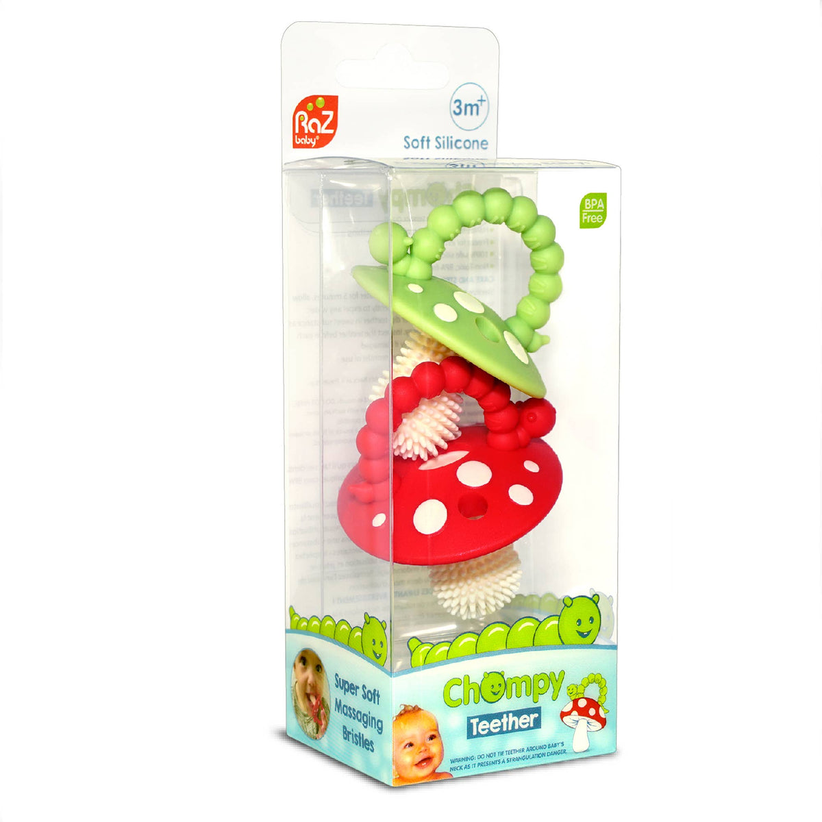 RaZbaby - Chompy Mushroom Teether - 2PK: Red/Green