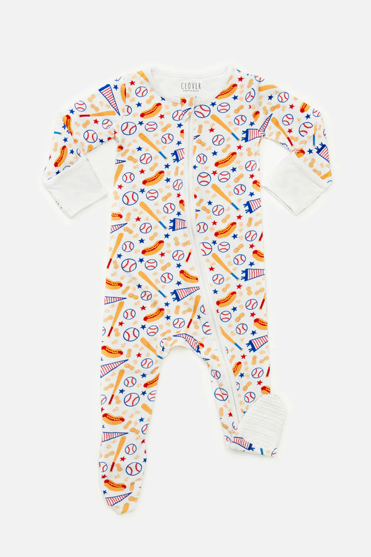 Clover Baby Baseball Footie Zipper