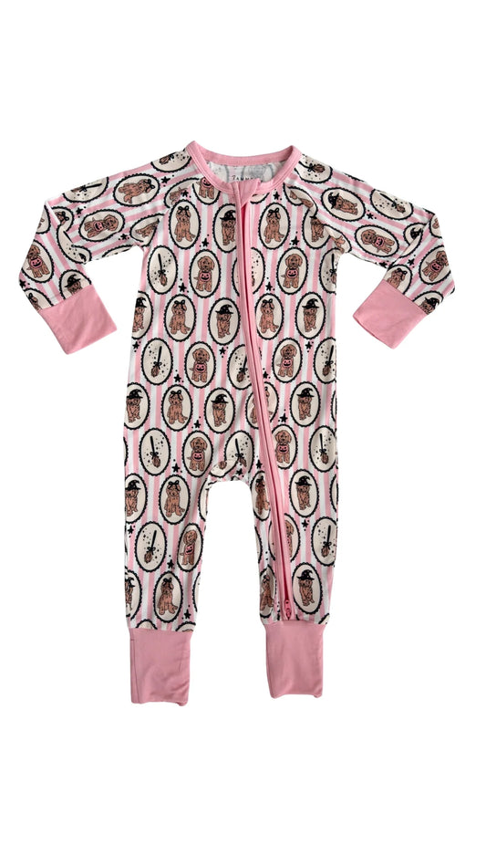 In My Jammers Howl-O-Ween Pups Zipper Romper