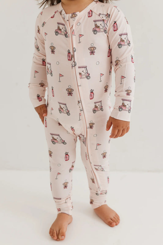 In My Jammers Pink Golf Zipper Romper