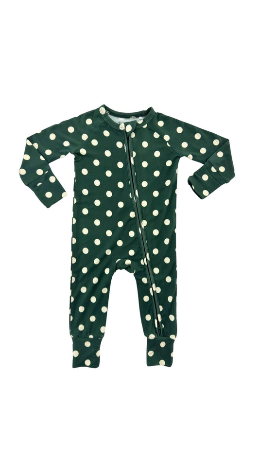 In My Jammers Green Polkadot Romper