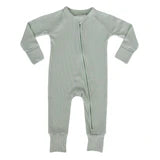 In My Jammers Morning Mist Ribbed Zipper Romper
