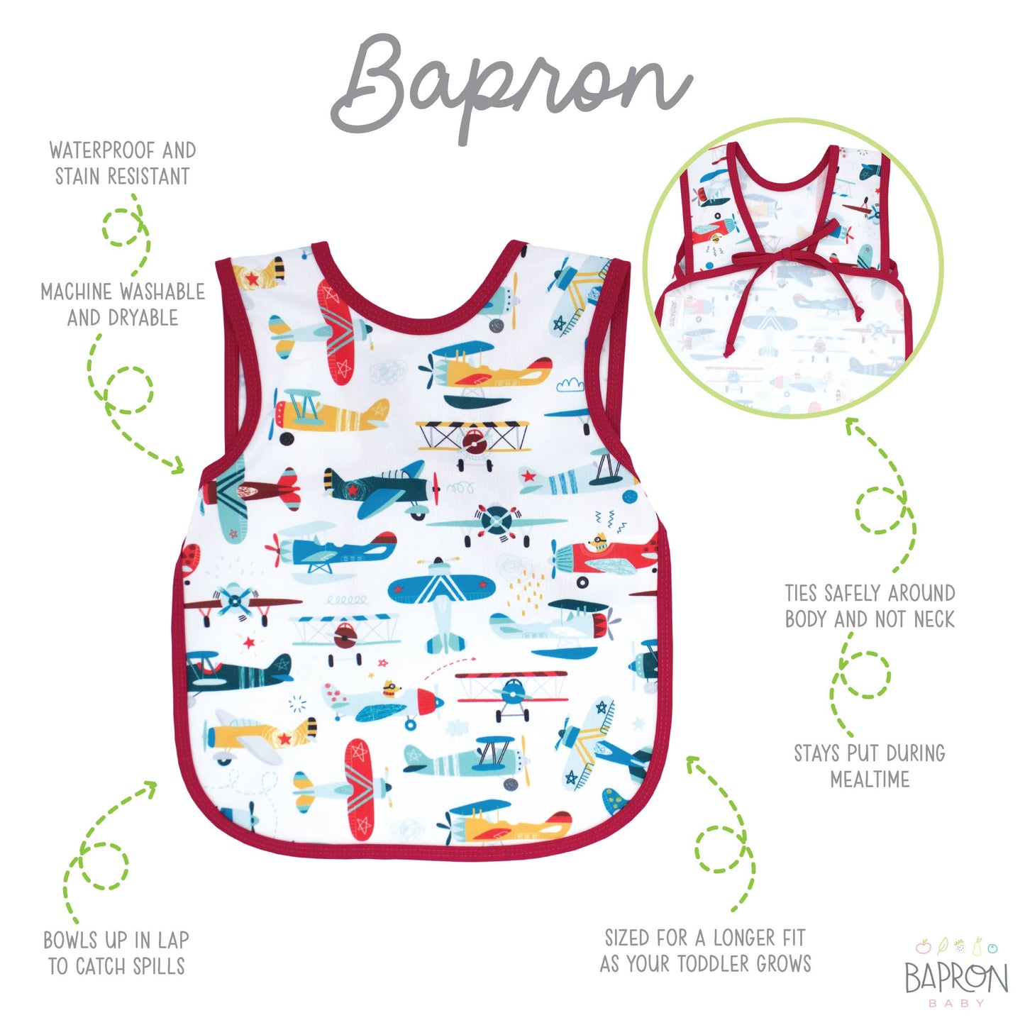 BapronBaby - Retro Airplanes Bapron: Toddler (6m-3T)
