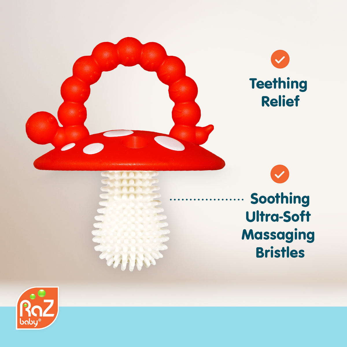 RaZbaby - Chompy Mushroom Teether - 2PK: Red/Green