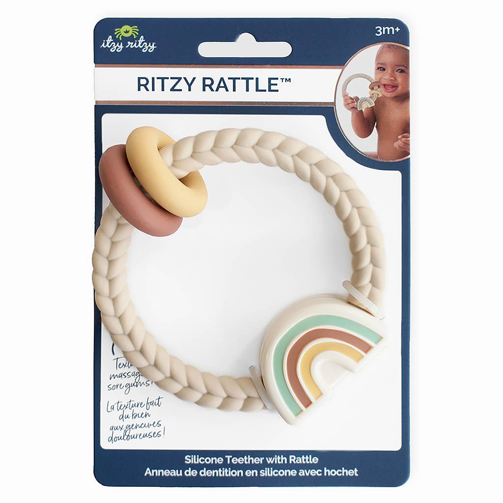 Ritzy Rattle™ Silicone Teether Rattles: Neutral Rainbow