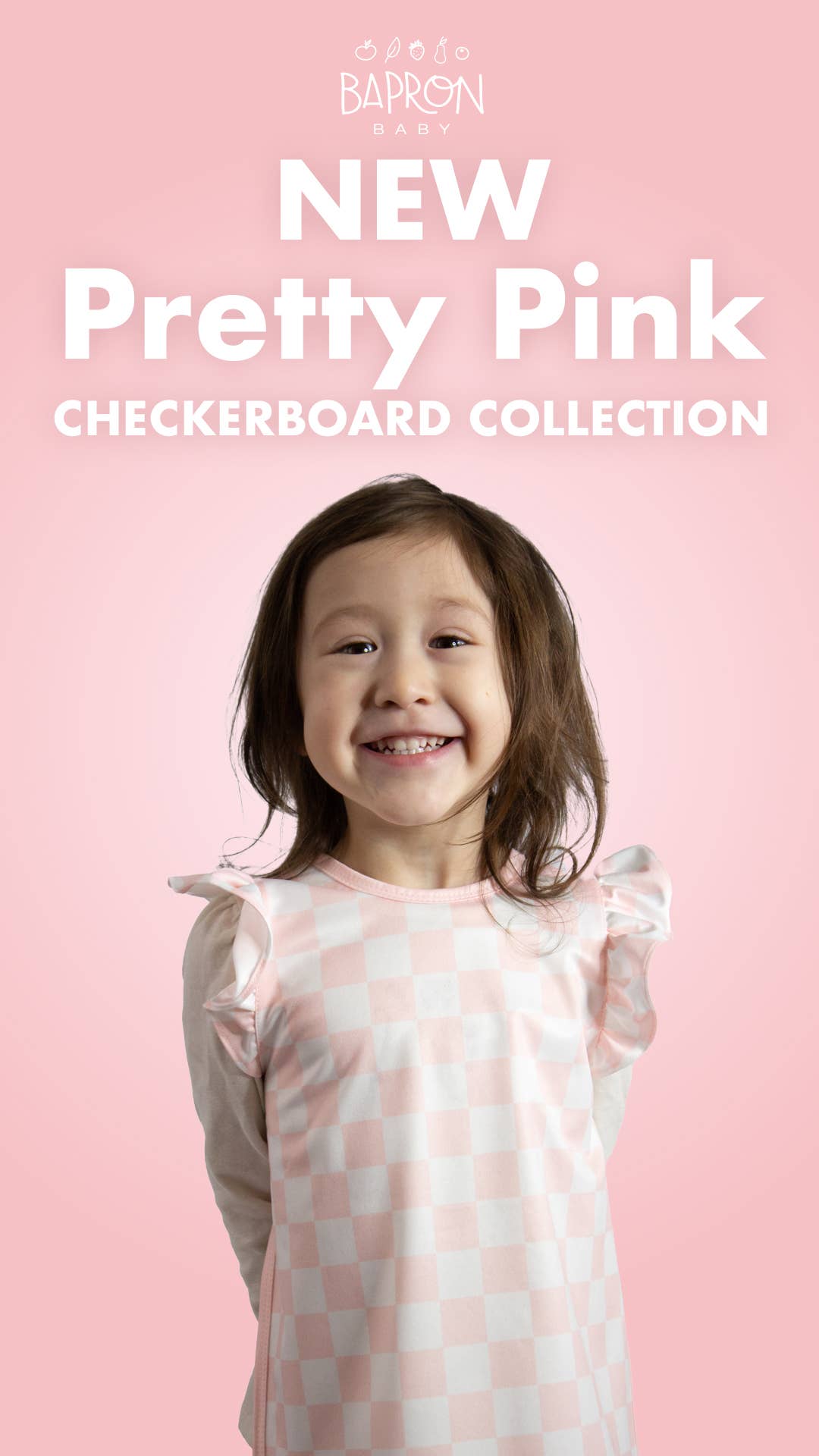 BapronBaby - Pretty Pink Checkerboard Flutter Bapron: Toddler (6m-3T)