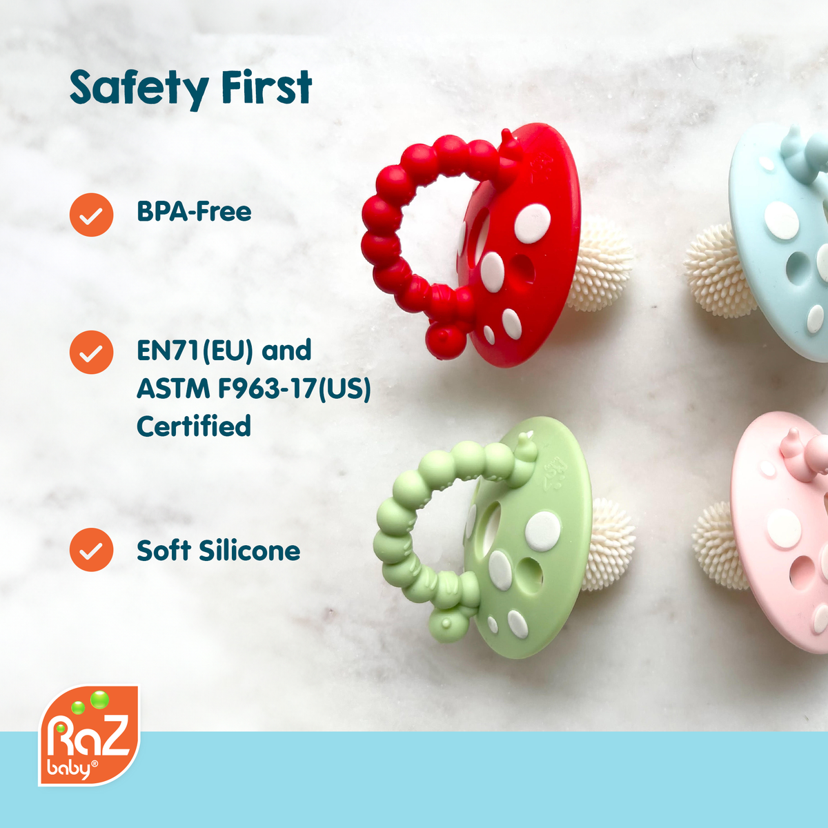 RaZbaby - Chompy Mushroom Teether - 2PK: Red/Green