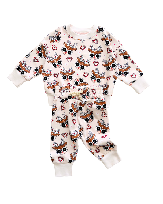 Lucky Panda Kids - Christmas Baby & Kids Clothing Jogger Set |  Deer Holiday: 6-12M