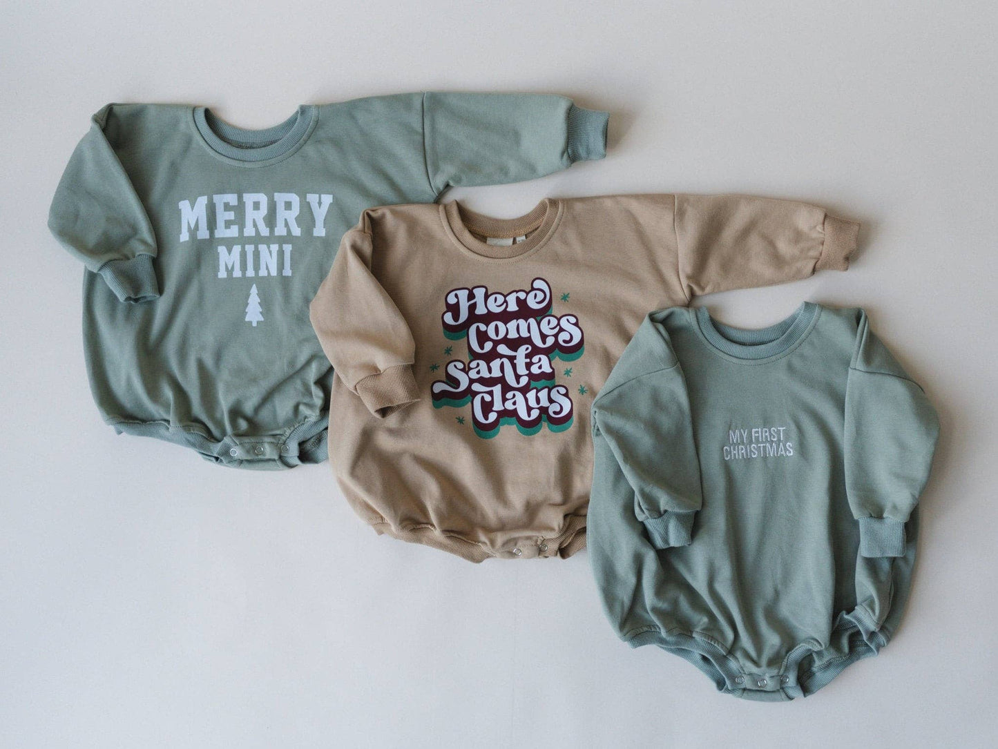 Merry Mini Oversized Sweatshirt Romper: 12-18 months / Dark Sage